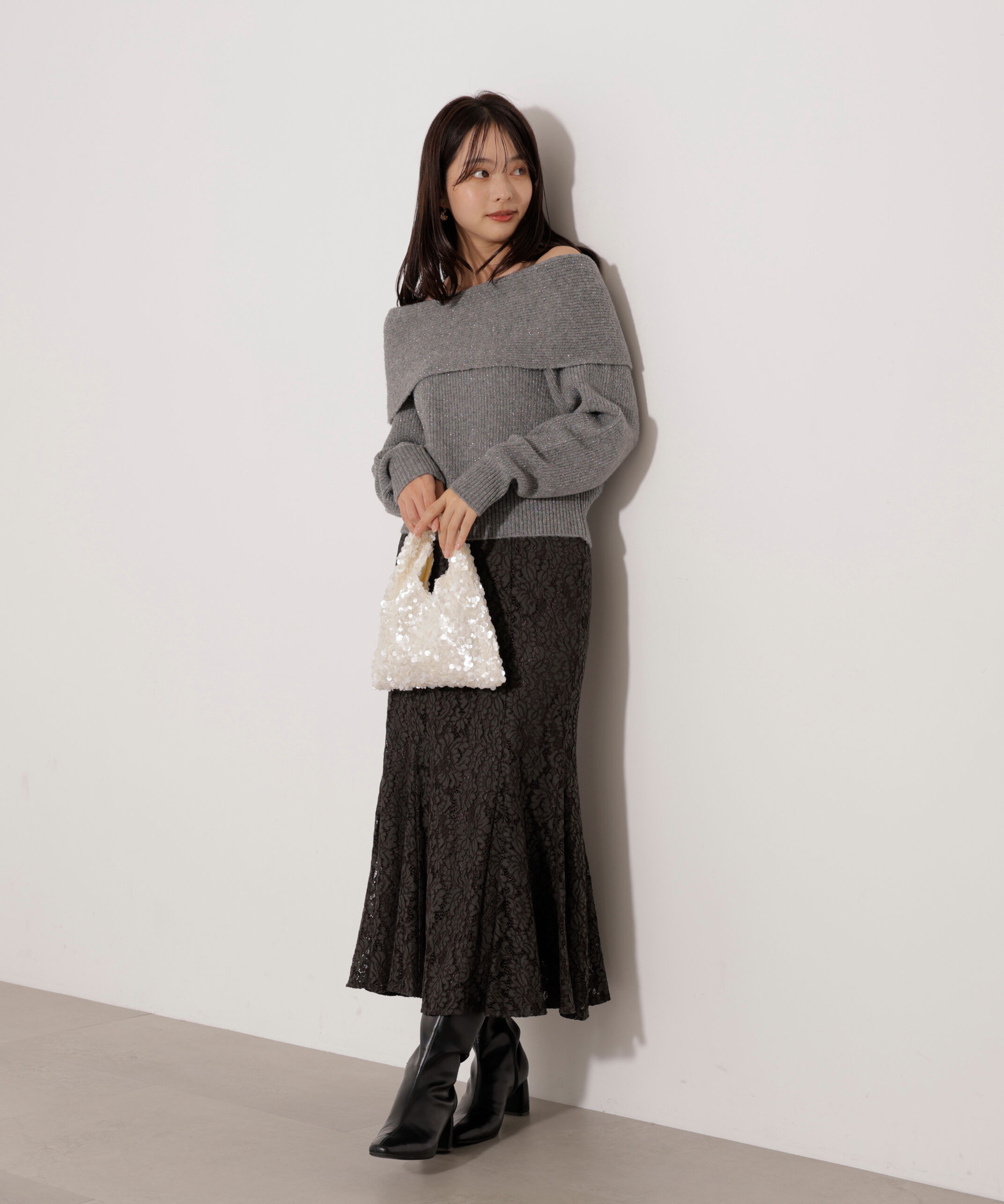 PROPORTION BODY DRESSING「ラメ入りオフショルニット」|ニット・セーター|