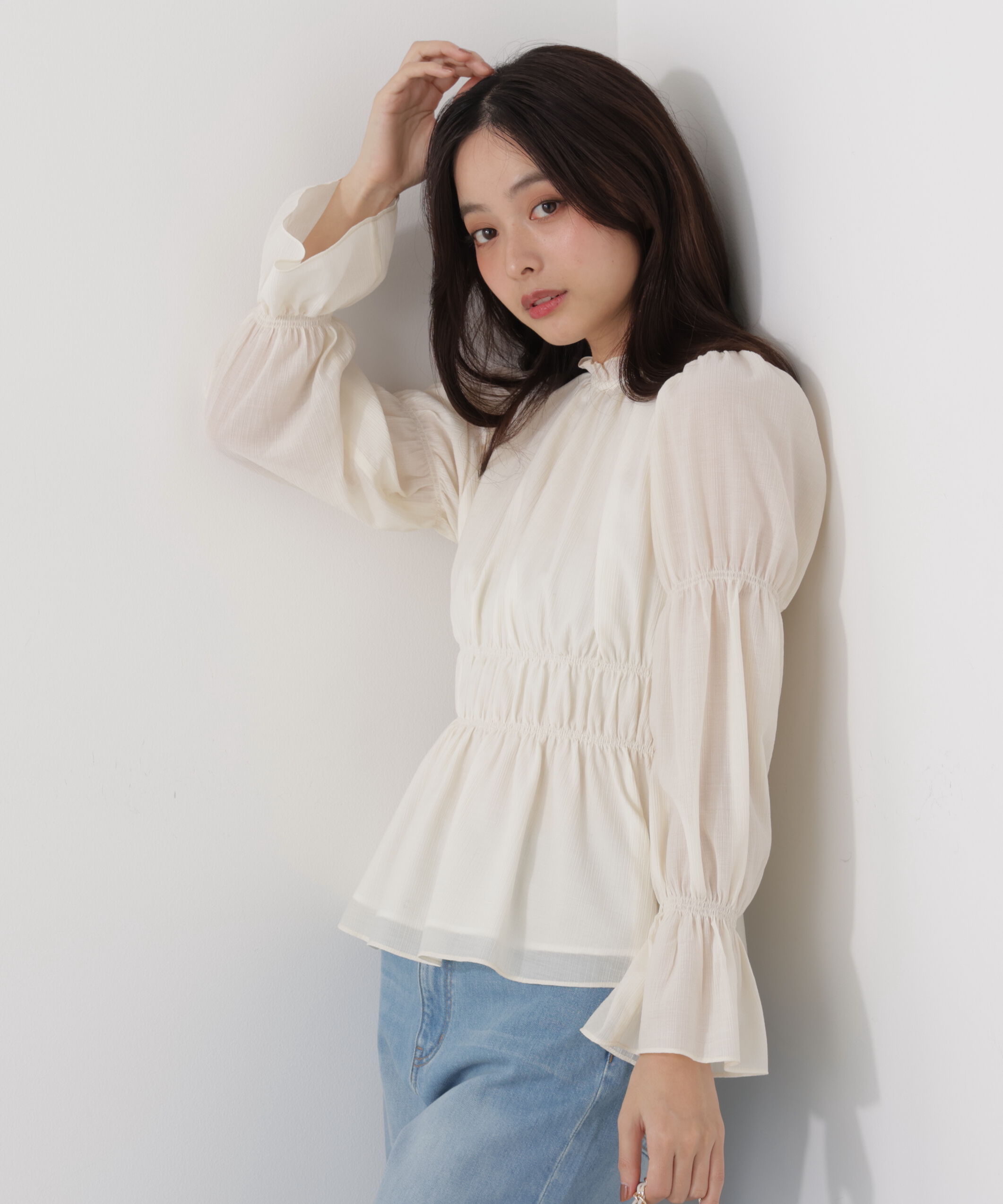 PROPORTION BODY DRESSING「ウエストシャーリングブラウス　26SS」|シャツ・ブラウス|エクリュ1