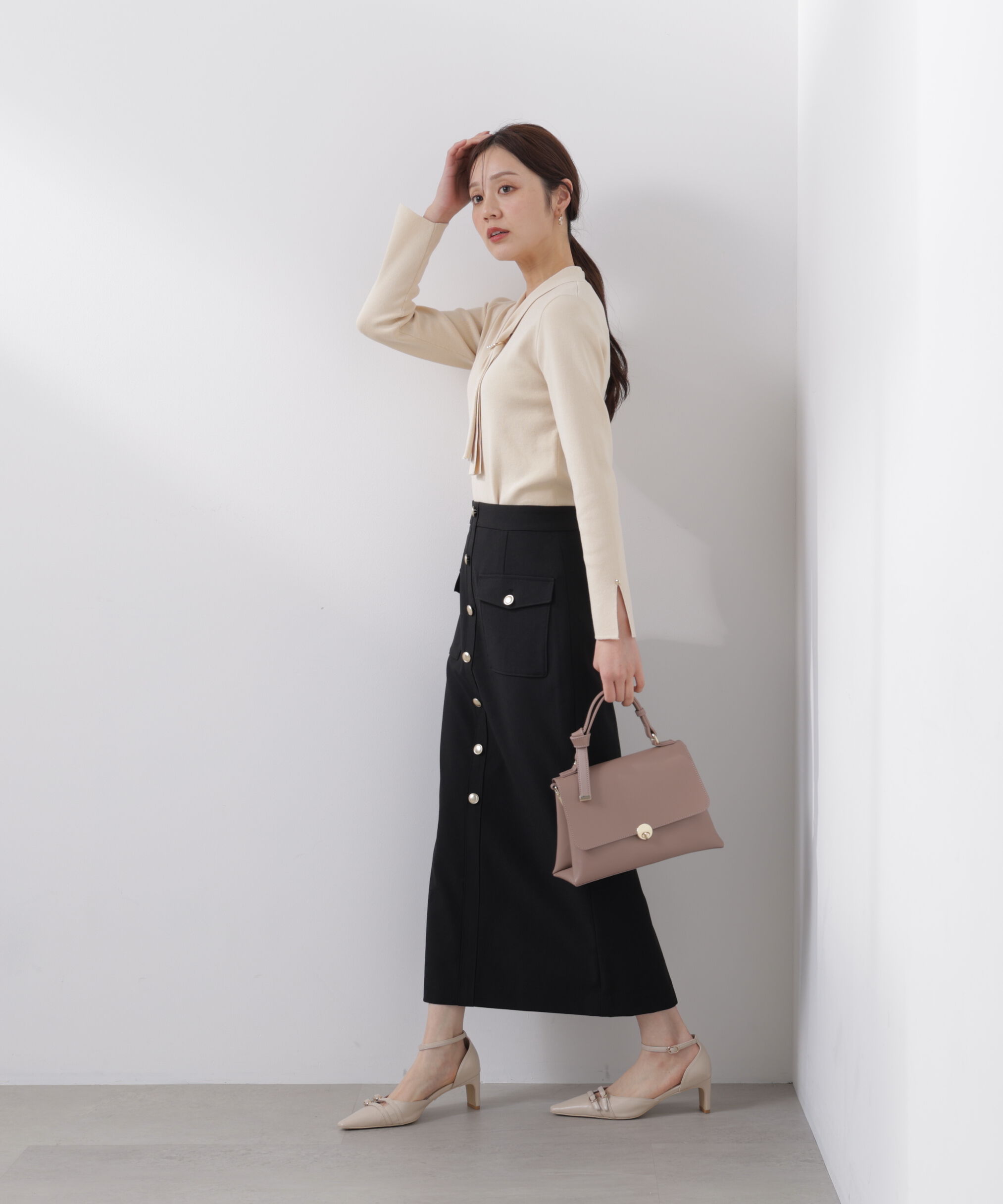 PROPORTION BODY DRESSING「パールリングボウタイニット　　26SS」|ニット・セーター|