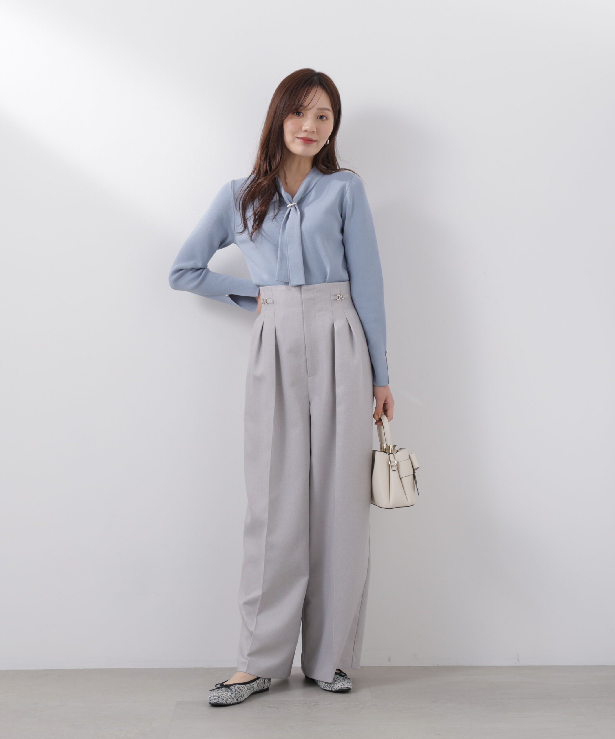 PROPORTION BODY DRESSING「パールリングボウタイニット　　26SS」|ニット・セーター|