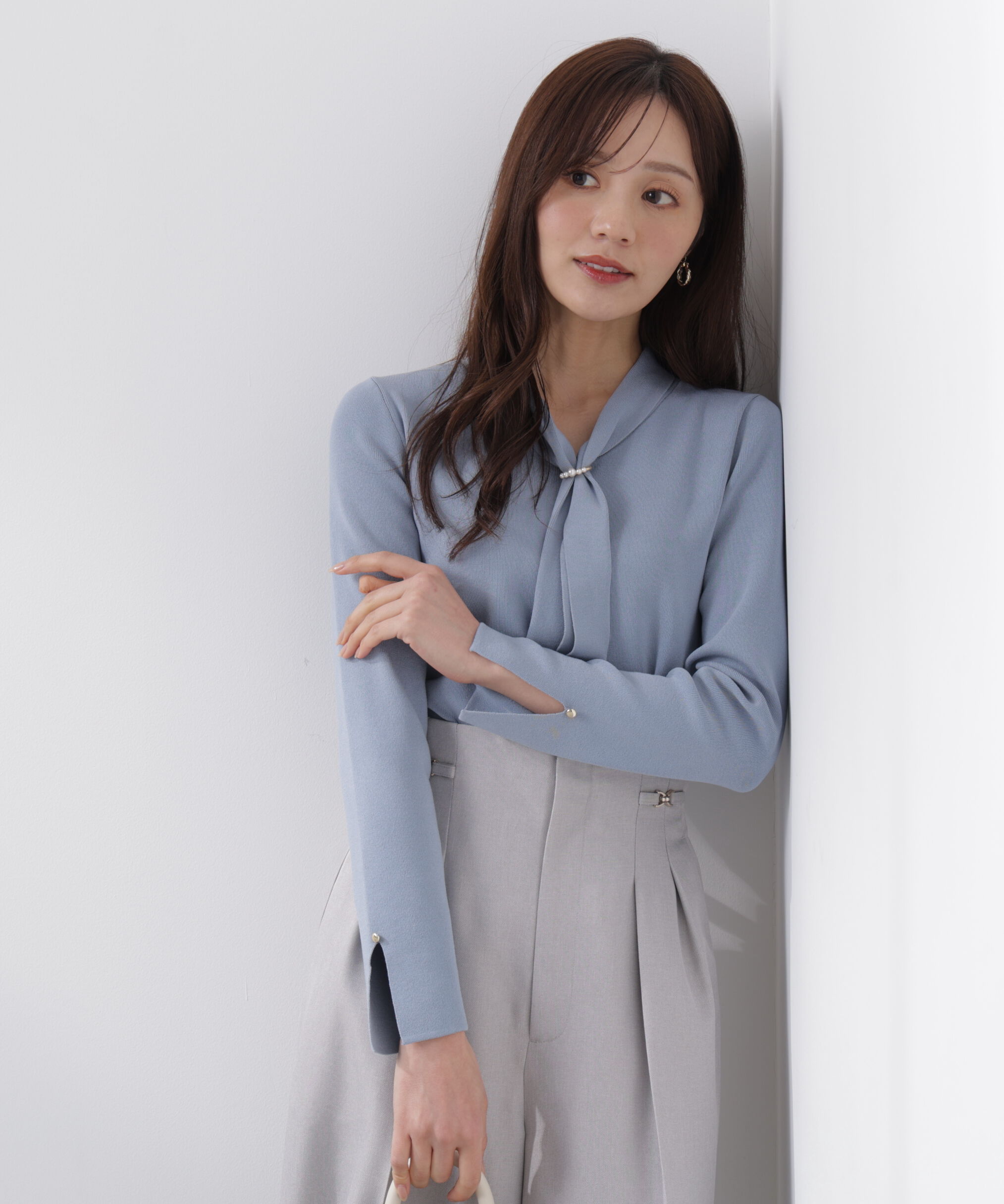 PROPORTION BODY DRESSING「パールリングボウタイニット　　26SS」|ニット・セーター|