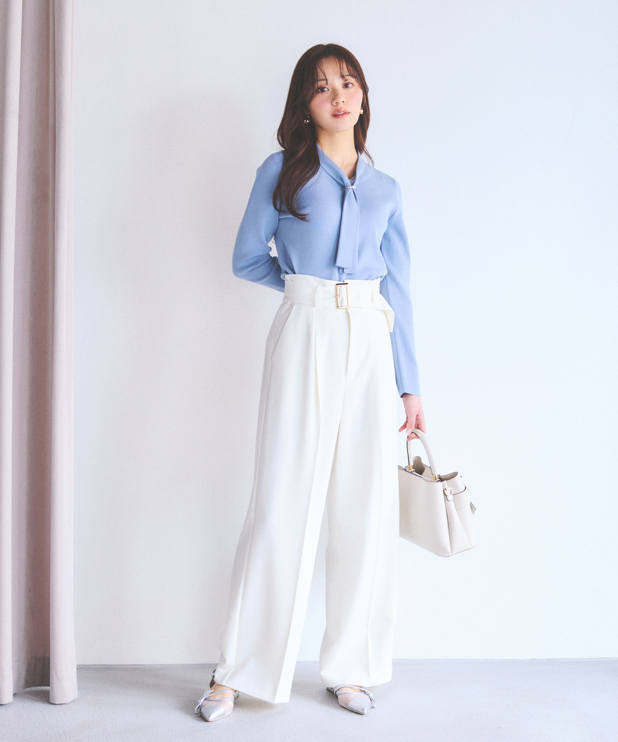 PROPORTION BODY DRESSING「パールリングボウタイニット　　26SS」|ニット・セーター|