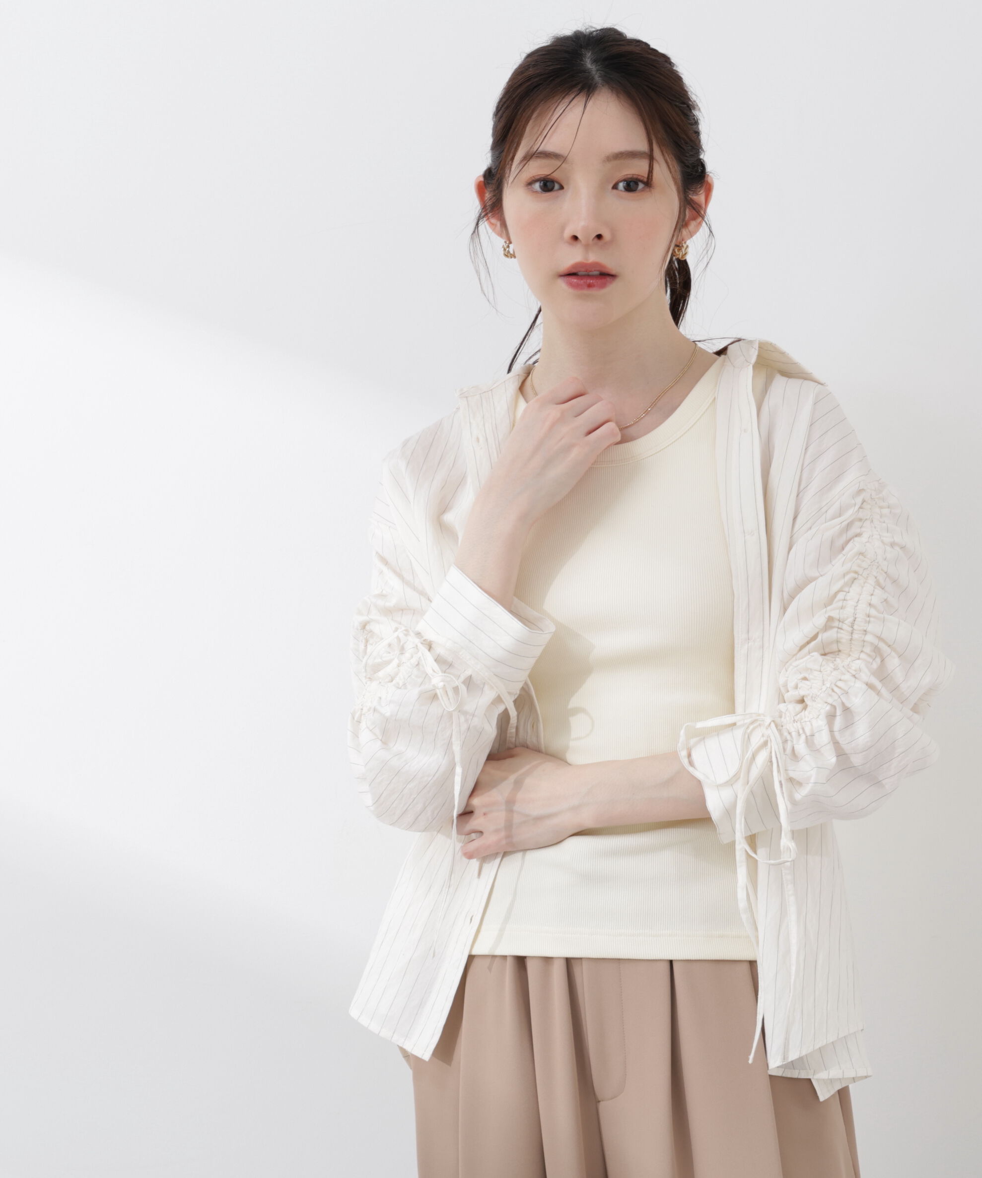 PROPORTION BODY DRESSING「〈a/mie〉ドロストスリーブシャツ 26SS」|シャツ・ブラウス|