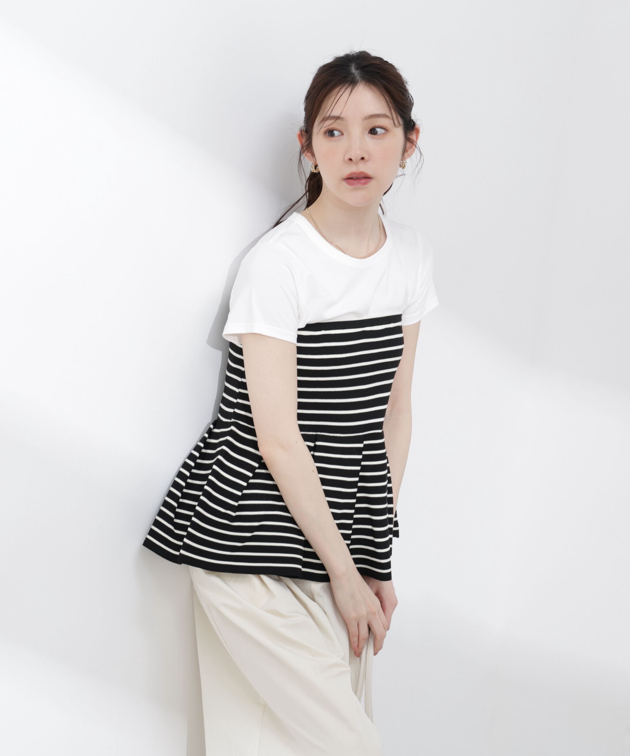 PROPORTION BODY DRESSING「〈a/mie〉ペプラムニットビスチェ 26SS」|カーディガン|
