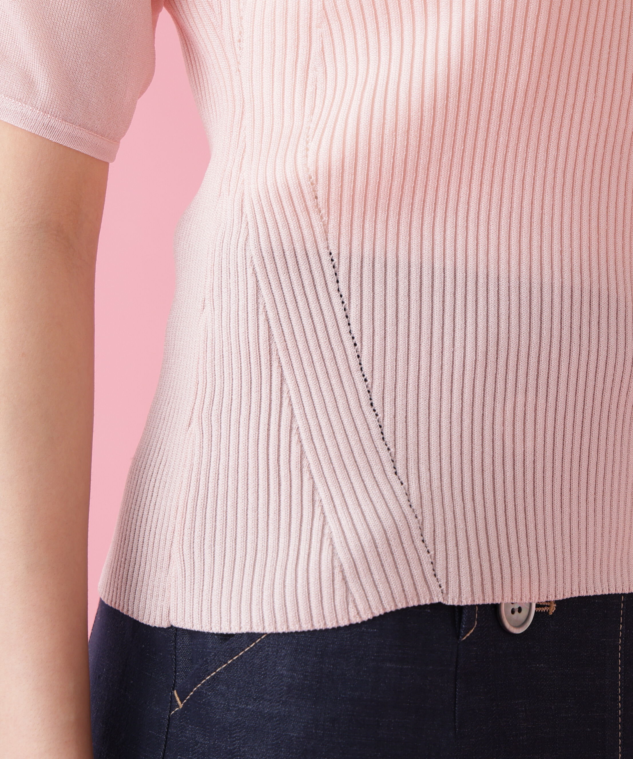  「ラメニットシアーコンビプルオーバー」|ニット・セーター|