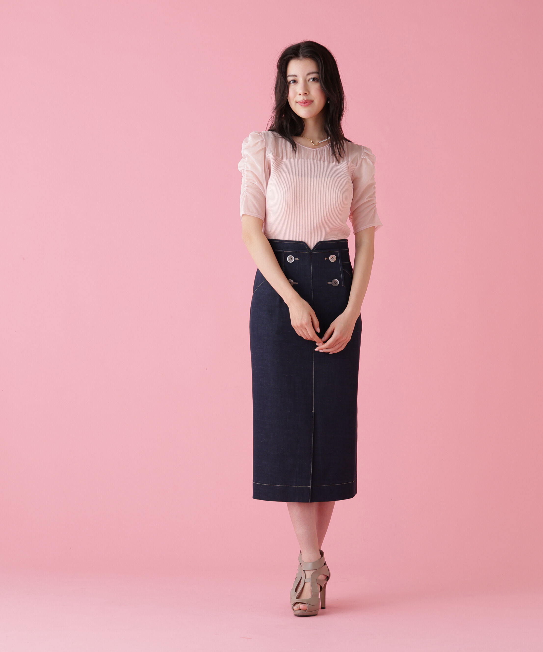  「ラメニットシアーコンビプルオーバー」|ニット・セーター|