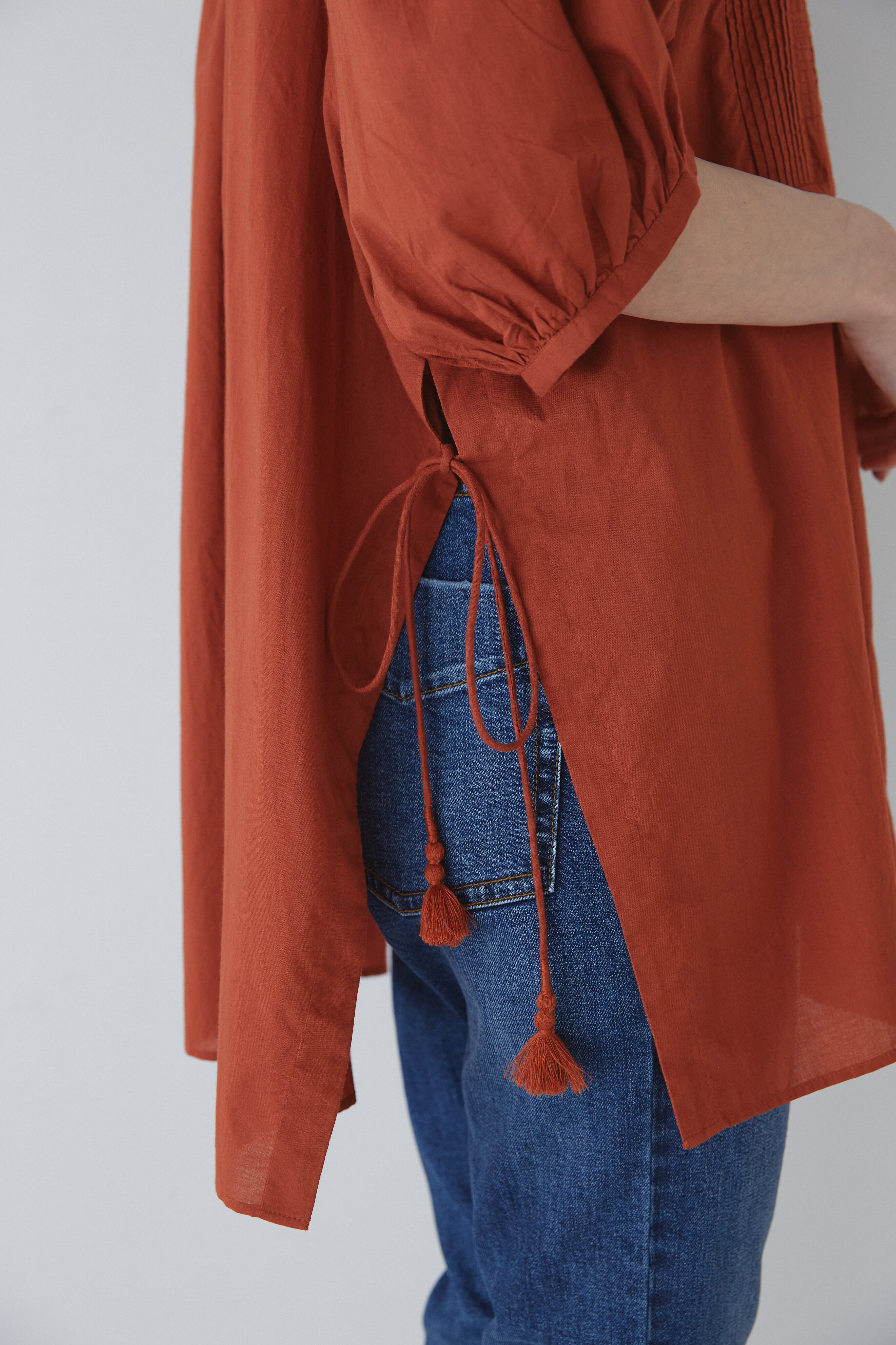  「◆フロントピンタックロングブラウス」|シャツ・ブラウス|