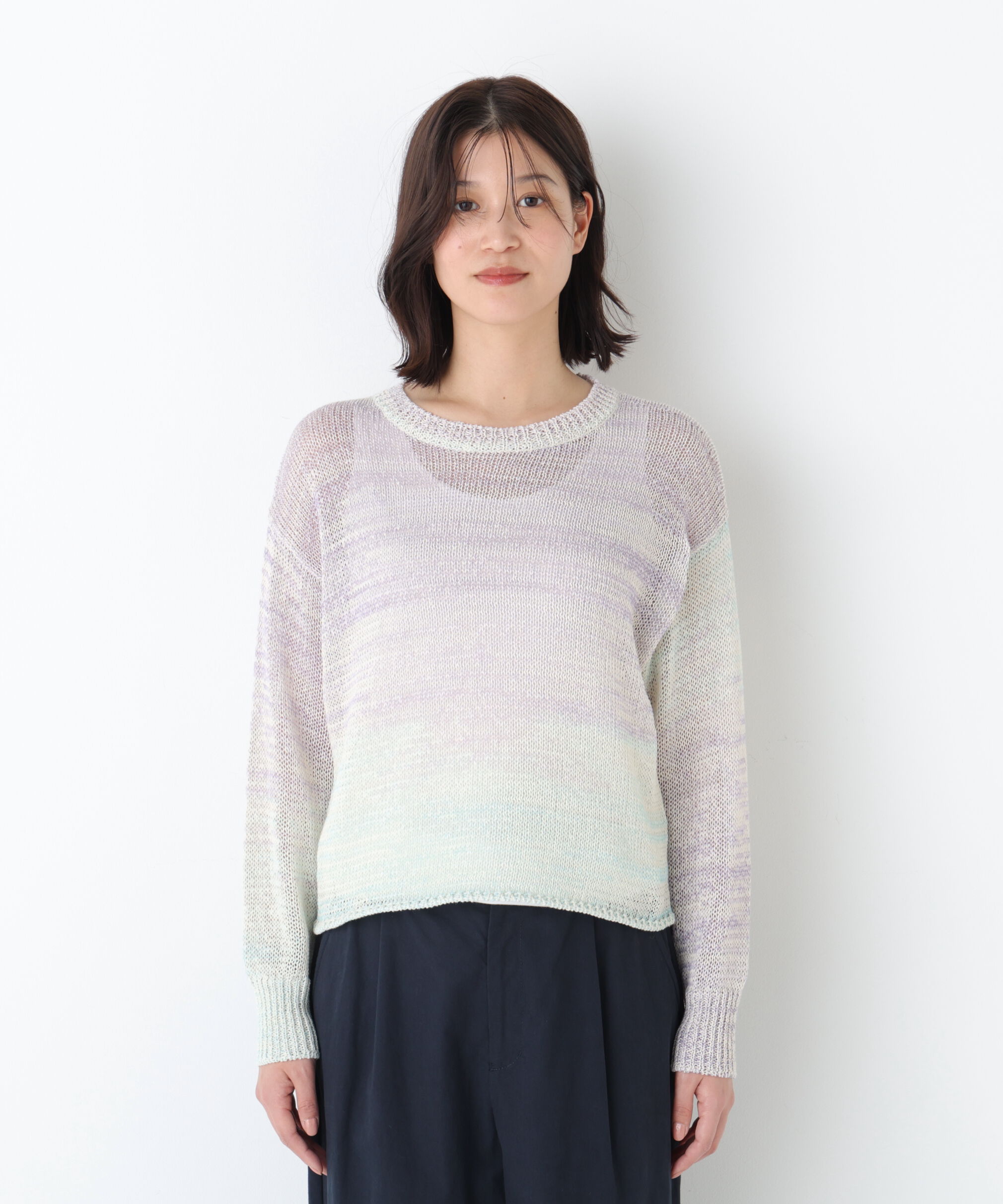  「◆《ウォッシャブル》綿ポリカスリヤーンクルーネックプルオーバー」|ニット・セーター|