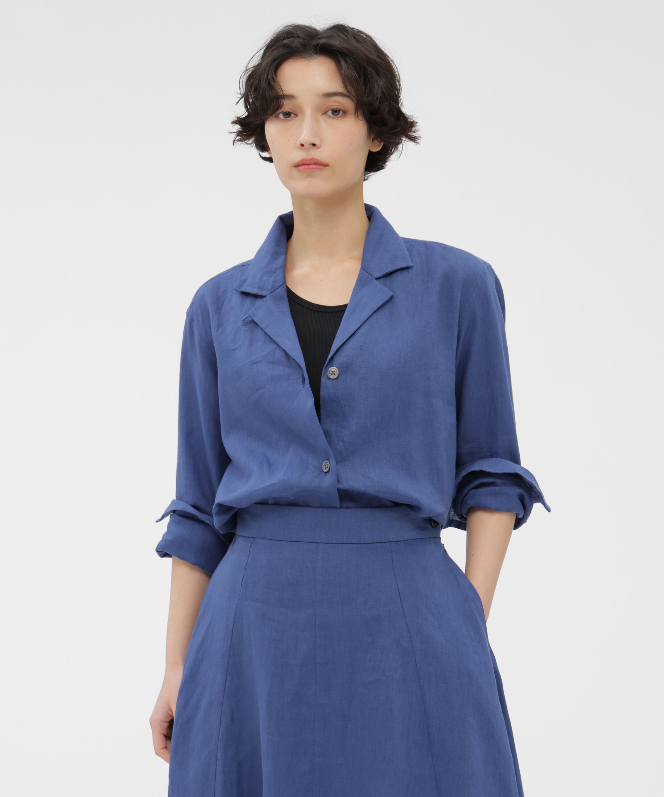  「LIGHT WEIGHT LINEN SHIRT」|シャツ・ブラウス|BLUE