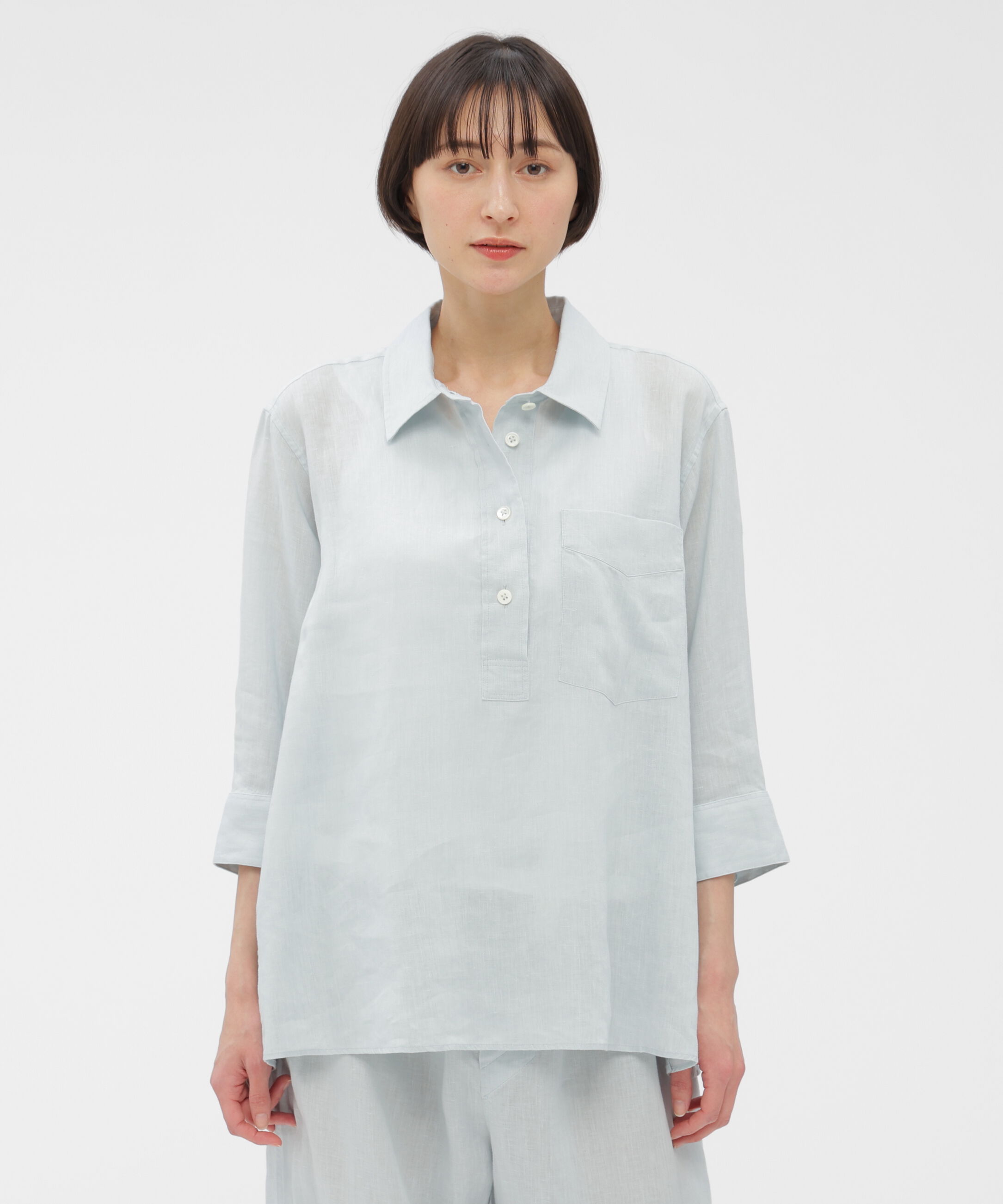 MARGARET HOWELL HOUSEHOLDGOODS「SOFT LINEN SHIRT」|シャツ・ブラウス|PALE BLUE1