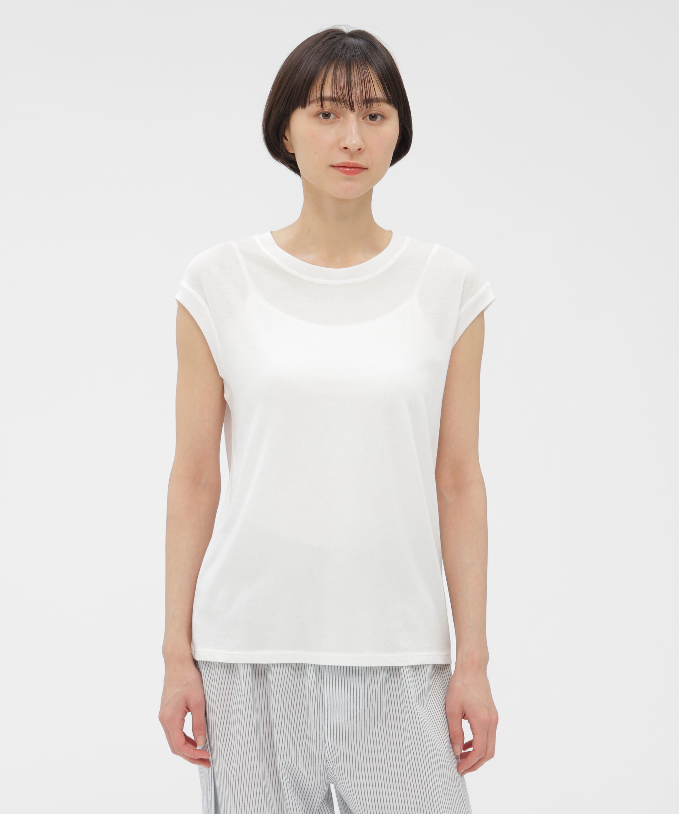 MARGARET HOWELL HOUSEHOLDGOODS「SIRO SPUN COTTON JERSEY TOP」|Tシャツ・カットソー|WHITE