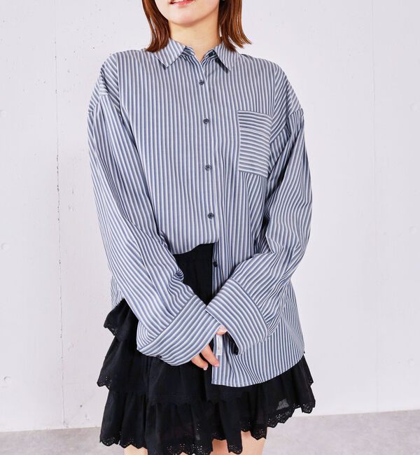 archives「ストライプミドルシャツ」|シャツ・ブラウス|NAVY