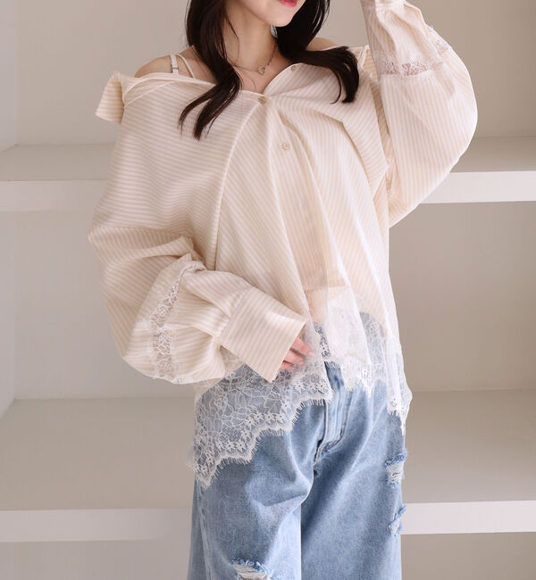 archives「レースコンビ２ｗａｙオフショルシャツ」|シャツ・ブラウス|