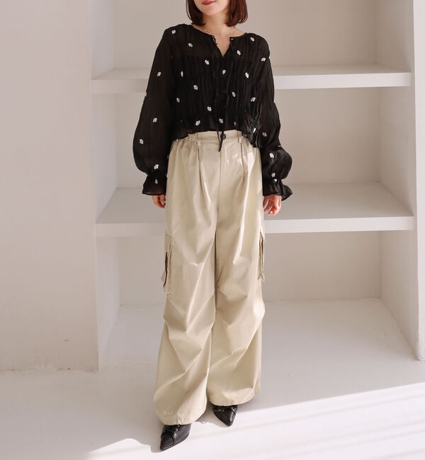 archives「花柄刺繍ギャザーブラウス」|シャツ・ブラウス|