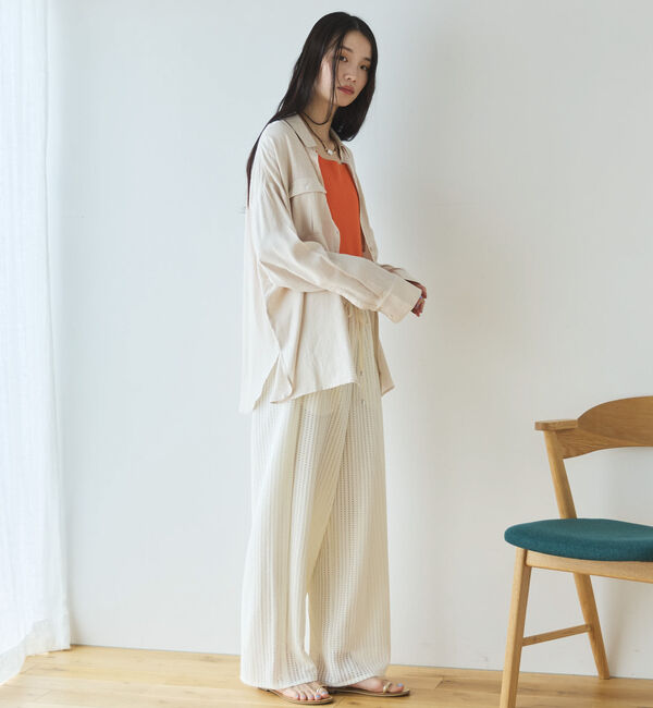 Doux archives「【接触冷感／マシンウォシャブル】リネンライクアウトポケットシャツ」|シャツ・ブラウス|