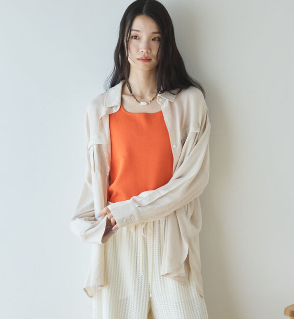 Doux archives「【接触冷感／マシンウォシャブル】リネンライクアウトポケットシャツ」|シャツ・ブラウス|