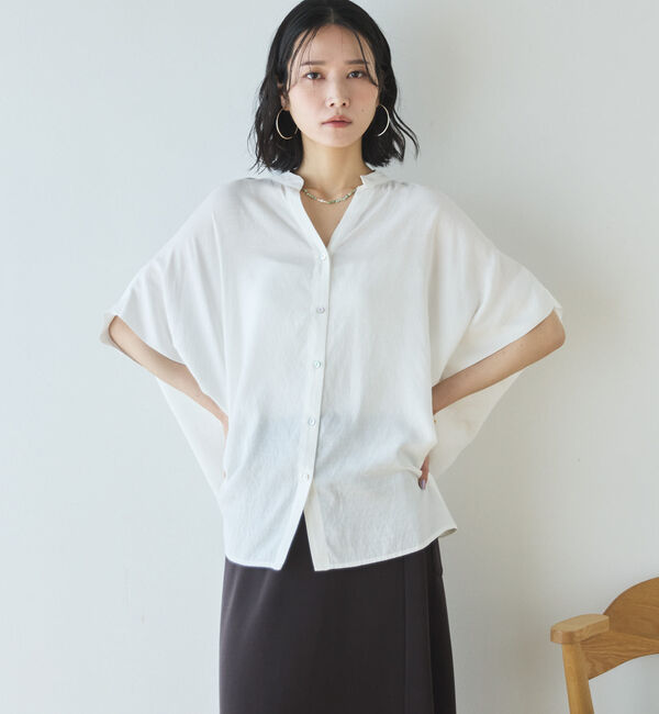 Doux archives「ウォッシャブルリネンライクスキッパープルオーバー／」|シャツ・ブラウス|OFF WHITE