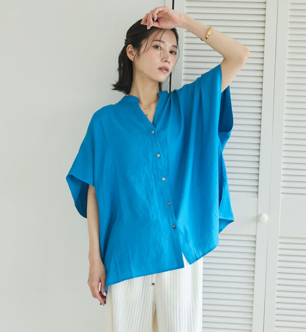 Doux archives「ウォッシャブルリネンライクスキッパープルオーバー／」|シャツ・ブラウス|BLUE