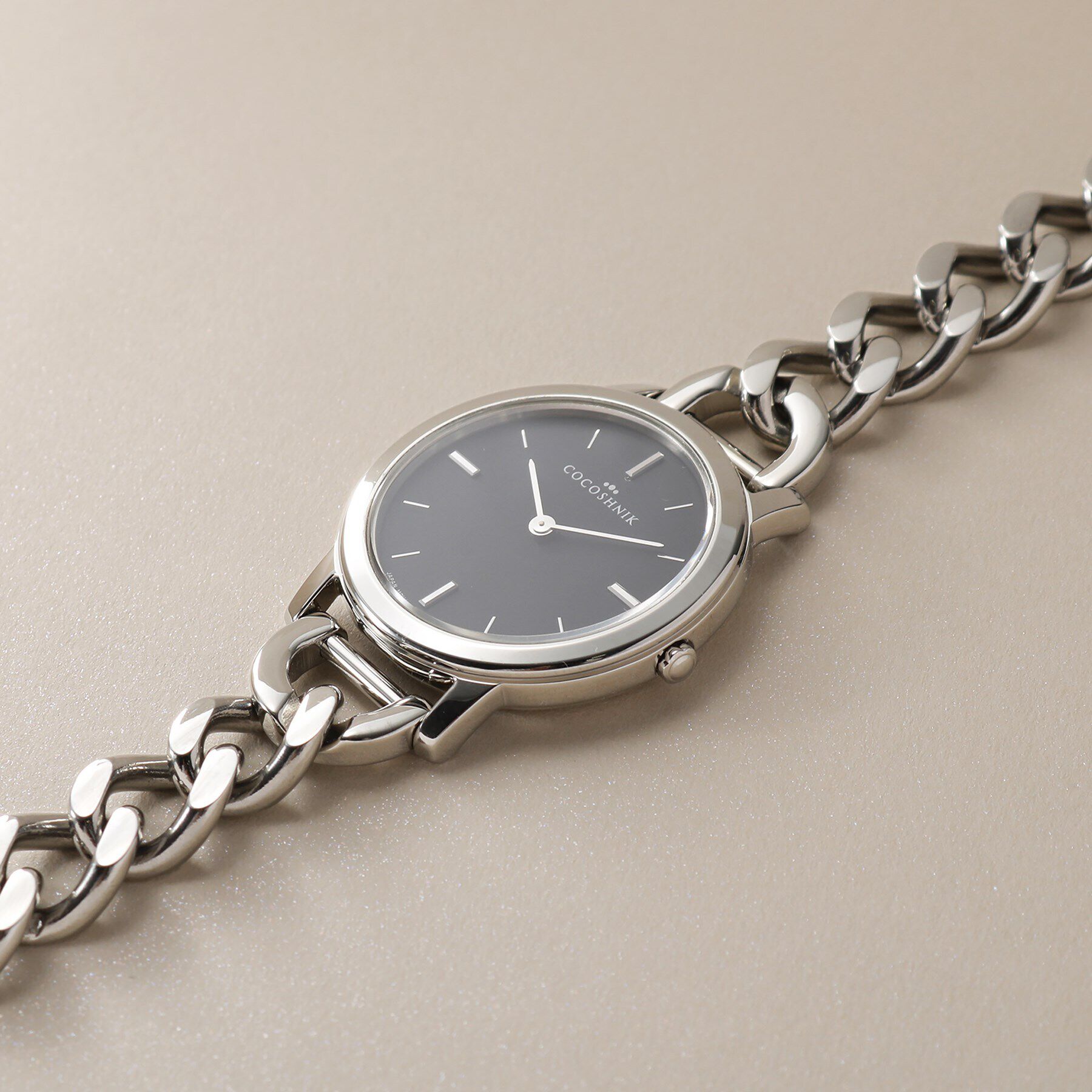 COCOSHNIK「SSラウンドチェーンベルト ウォッチ（ブラックマット）」|腕時計|