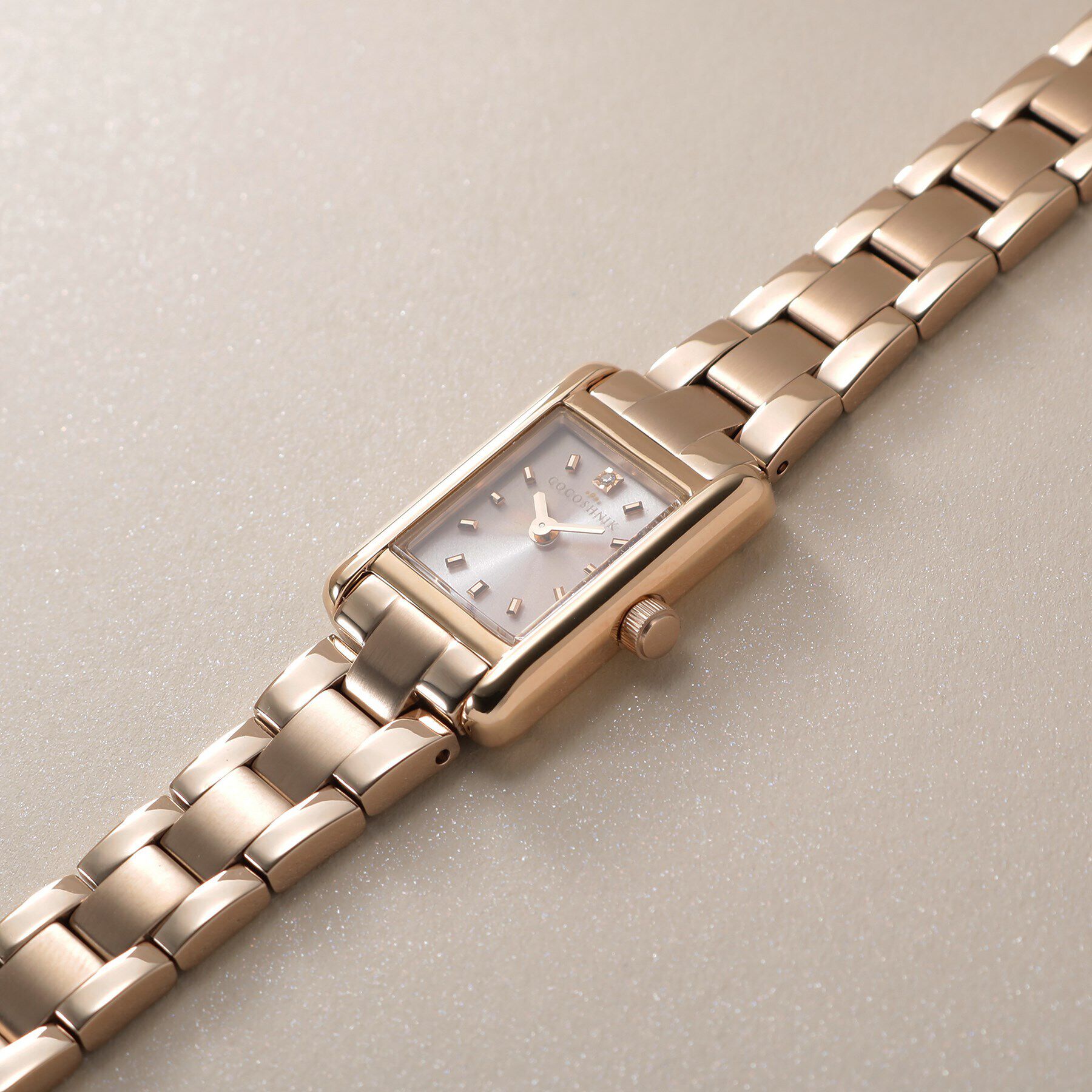 COCOSHNIK「RGスクエアメタルバンド ウォッチ（ベージュ旭光ダイヤモンド）」|腕時計|