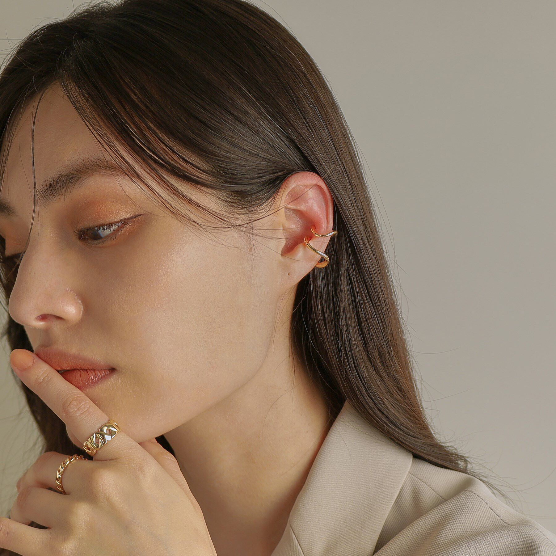 COCOSHNIK「K10Sライン イヤーカフ小」|イヤリング|