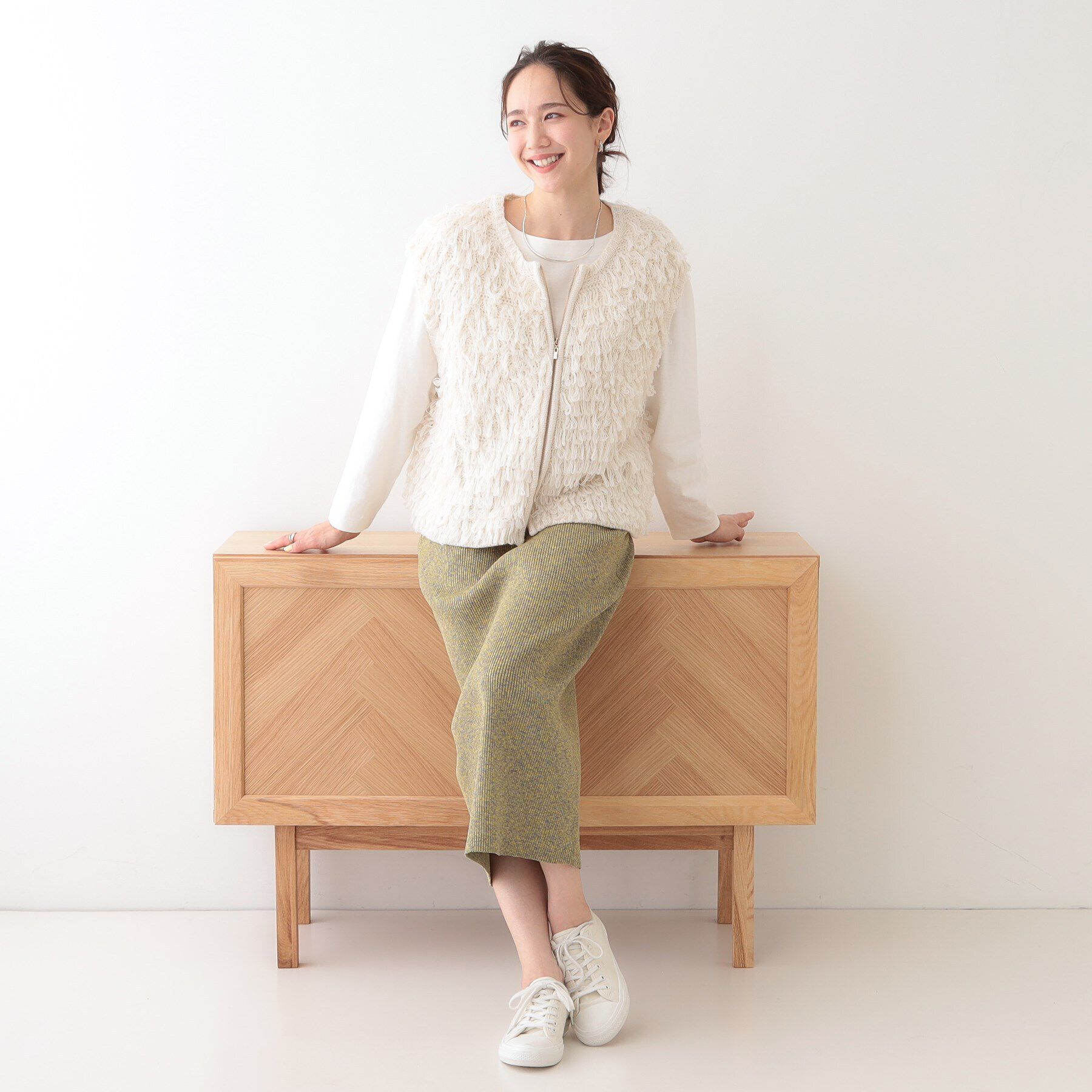 SHOO･LA･RUE「ループヤーンがアクセント ニットZIPベスト」|ベスト・ジレ|