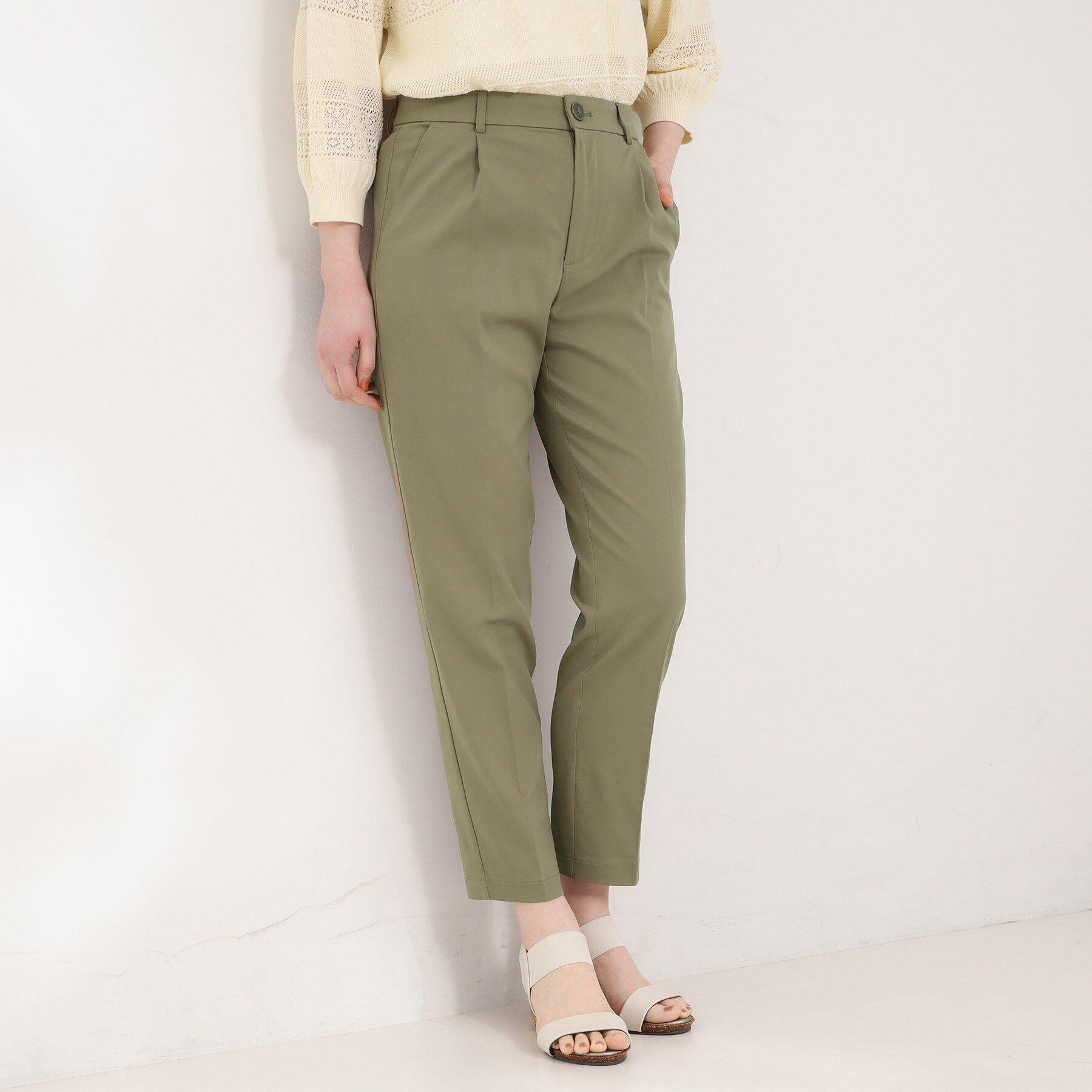 SHOO･LA･RUE「【ひんやり/洗濯機可/S-LL】スティックパンツ」|その他|カーキ(027)