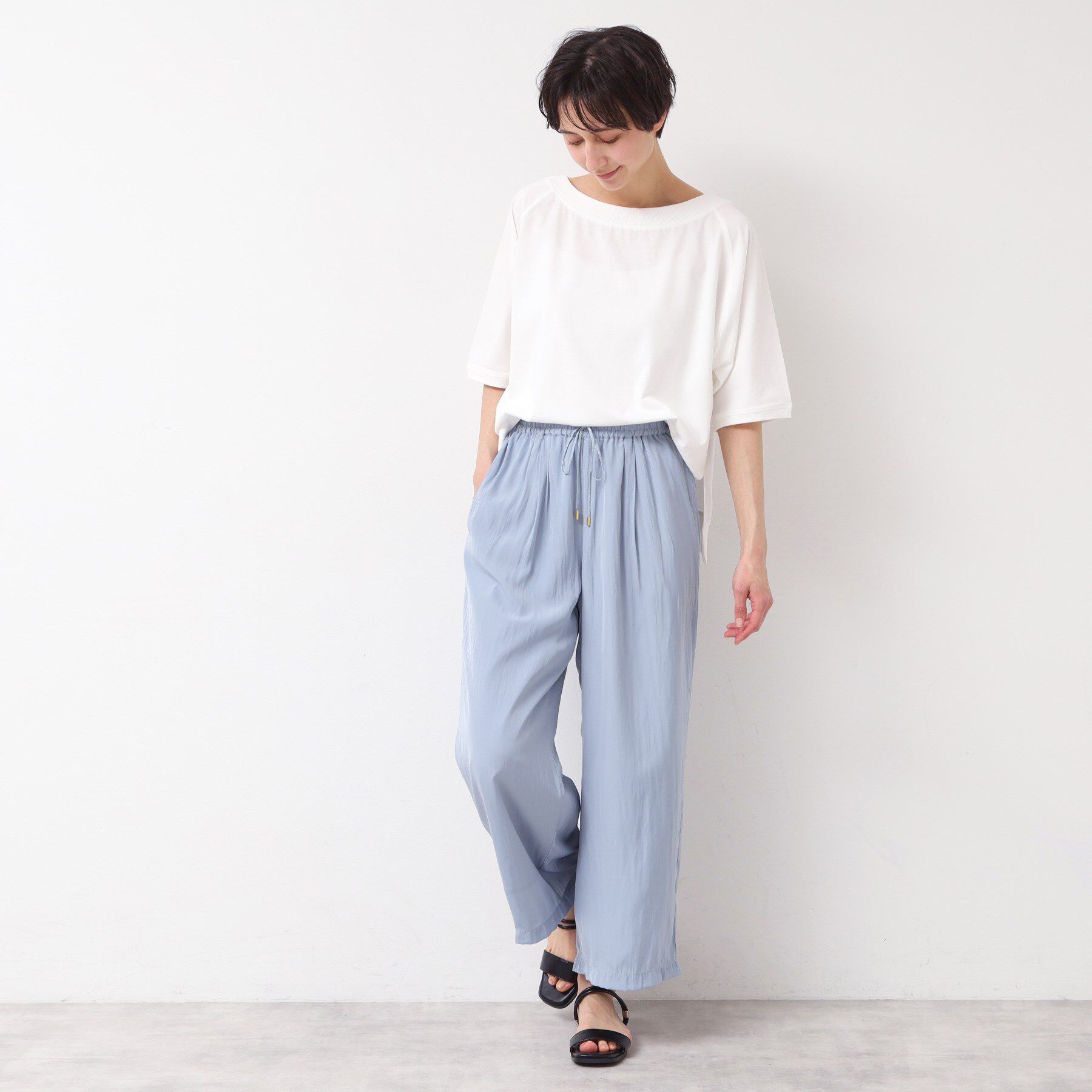 Dessin「【接触冷感・UV・洗える】裾リブスリット五分袖カットソー」|Tシャツ・カットソー|