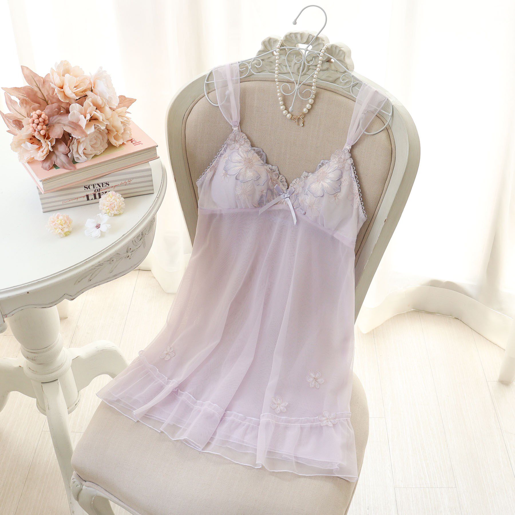 Risa Magli「ピア カップ付スリップ」|キャミソール|パープル(083)