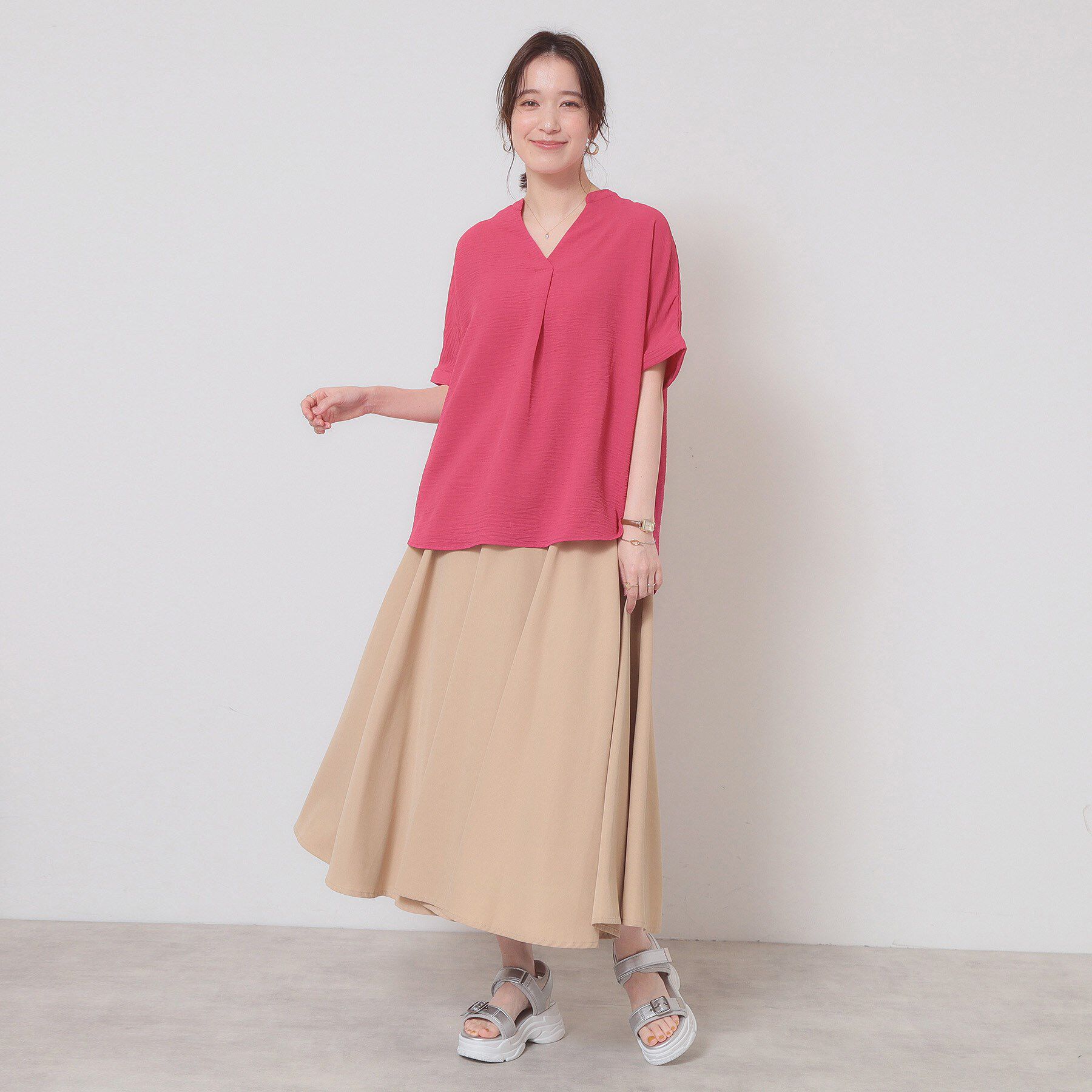 ITS&rsquo;DEMO「【接触冷感／吸水速乾／洗濯機OK】イージーケアスキッパーブラウス＜ラク服シリーズ＞」|シャツ・ブラウス|