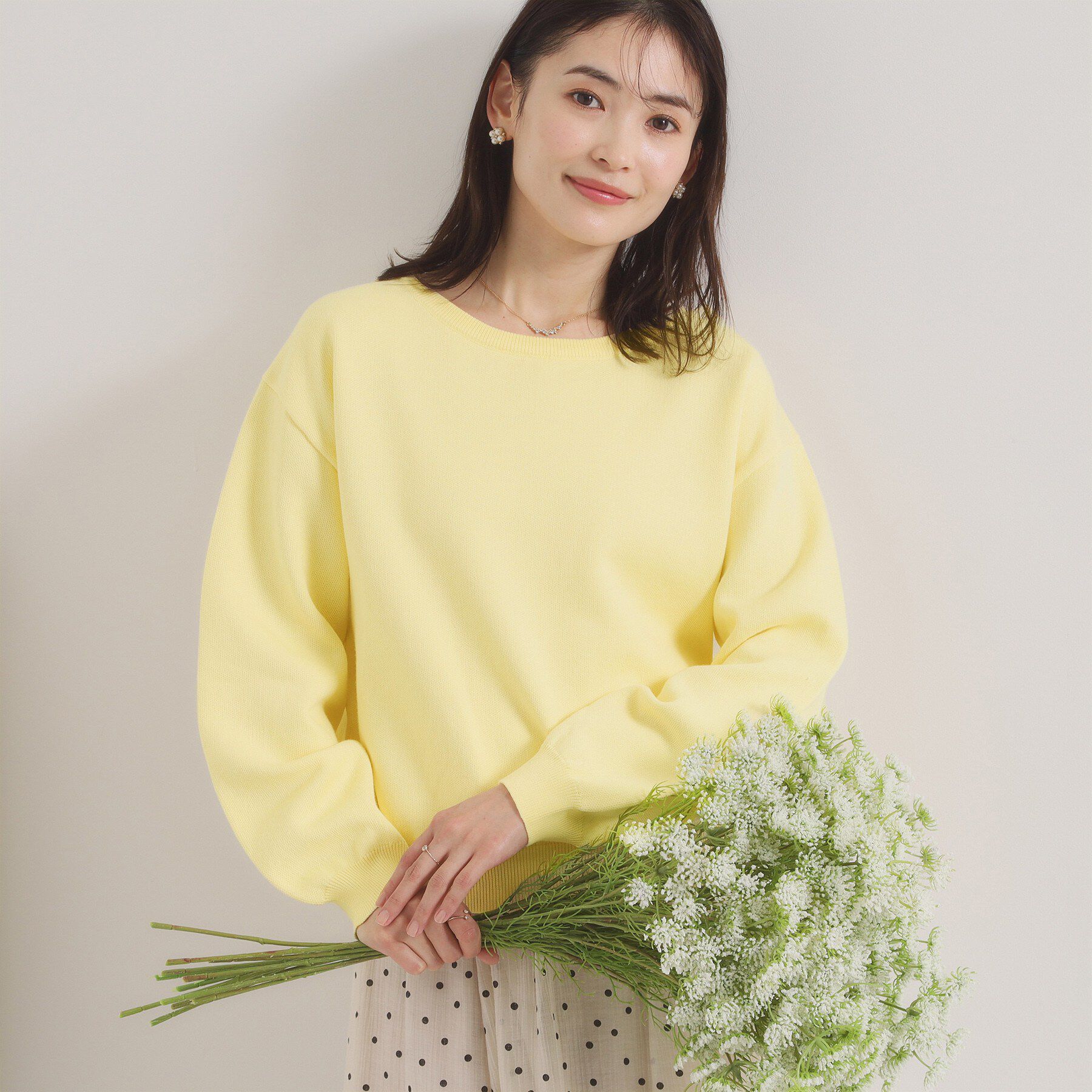 ITS&rsquo;DEMO「【洗濯機OK】スウェットライクニット」|ニット・セーター|ライトイエロー(03