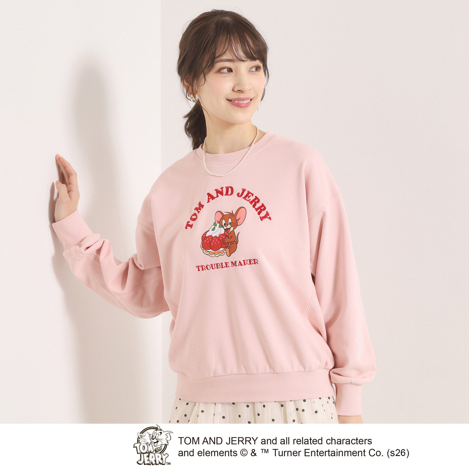 ITS&rsquo;DEMO「TOM AND JERRY 裏毛プルオーバー」|パーカー|ピンク(071)