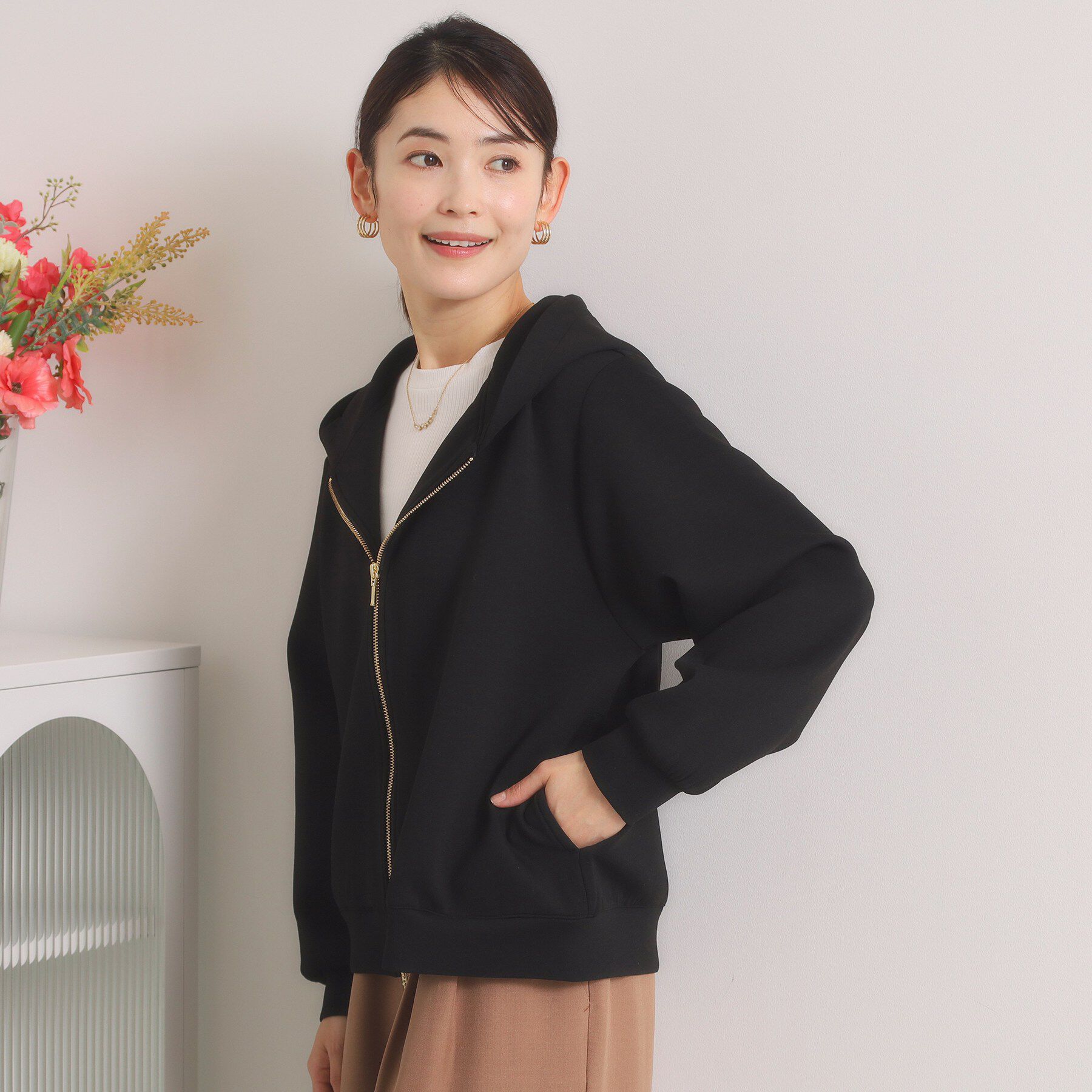 ITS&rsquo;DEMO「【花粉防止／洗濯機OK】ダンボールパーカー」|パーカー|ブラック(019)