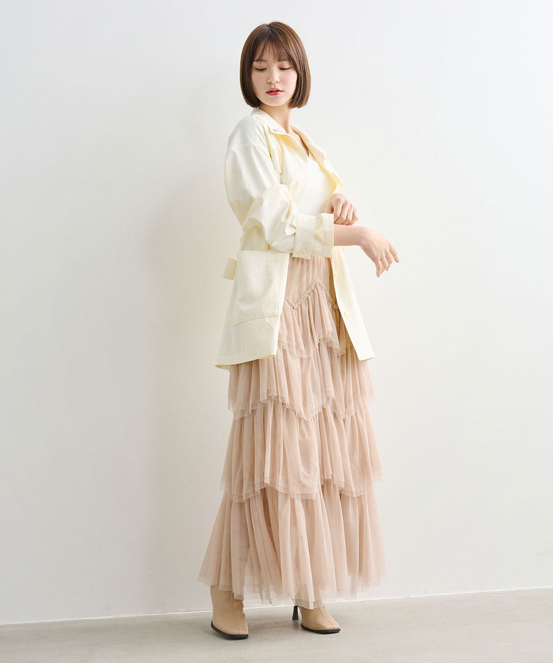 COCO DEAL「ジグザグティアードチュールスカート」|スカート|