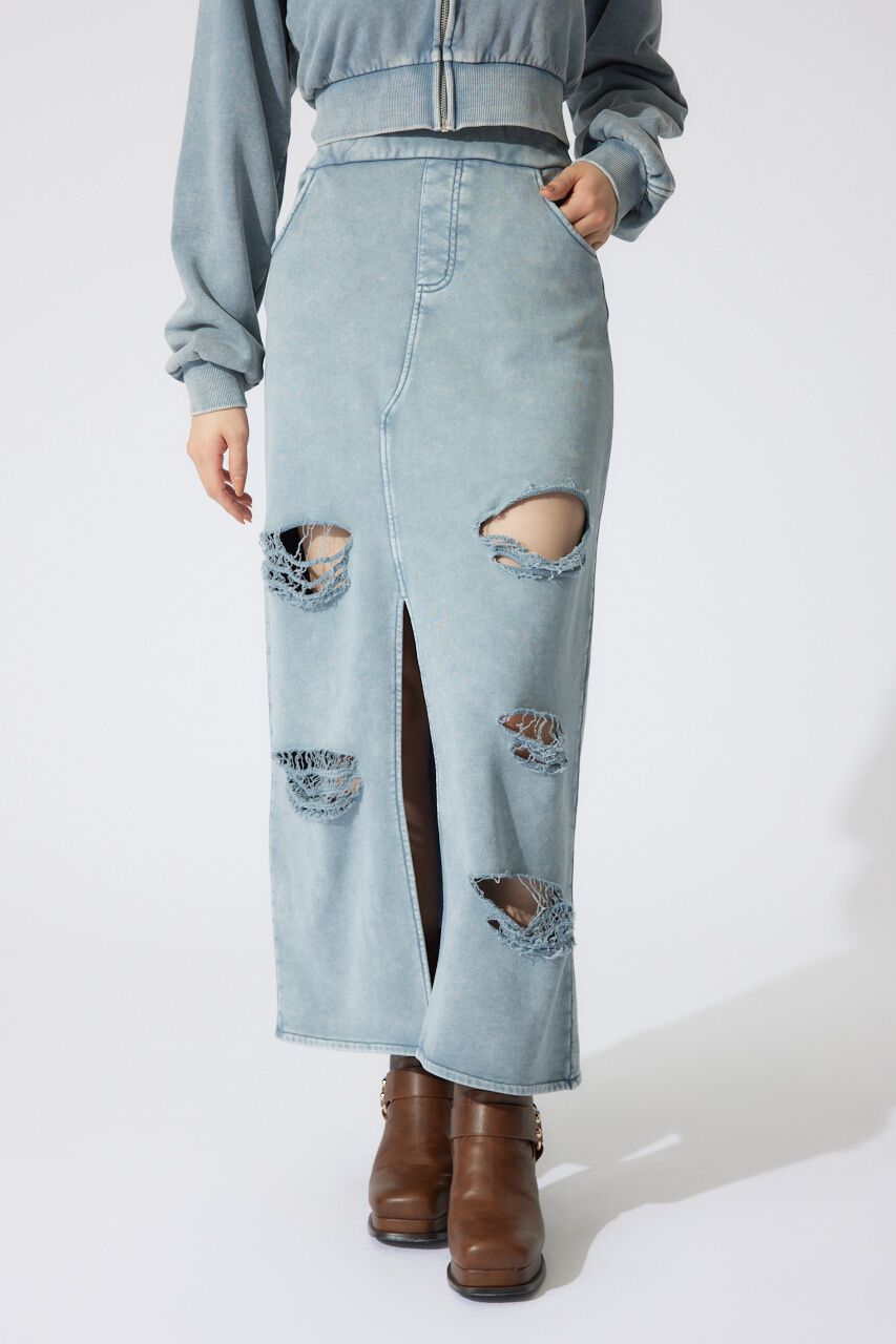 rienda「クラッシュスウェットジャストウエストスカート」|スカート|BLU