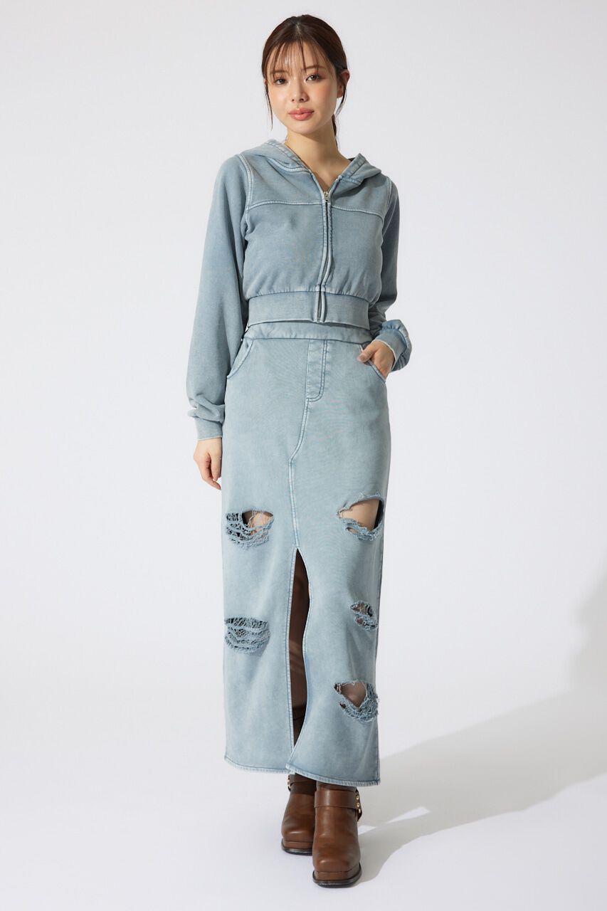 rienda「クラッシュスウェットジャストウエストスカート」|スカート|