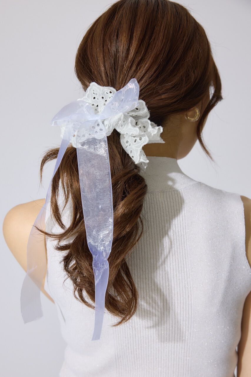 rienda「コットンレースリボンシュシュ」|その他|WHT