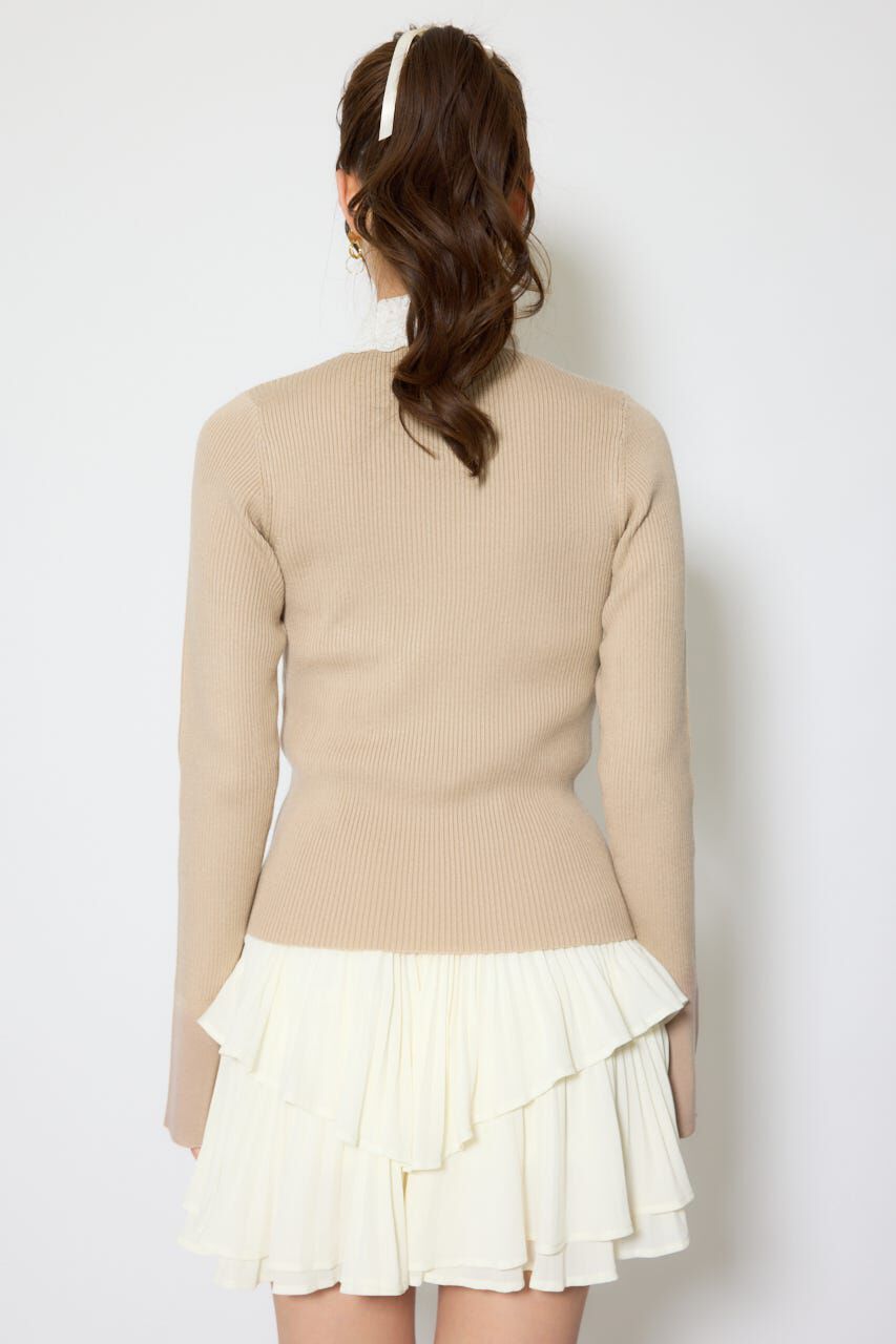 rienda「コットンレースリボンニットトップス」|ニット・セーター|