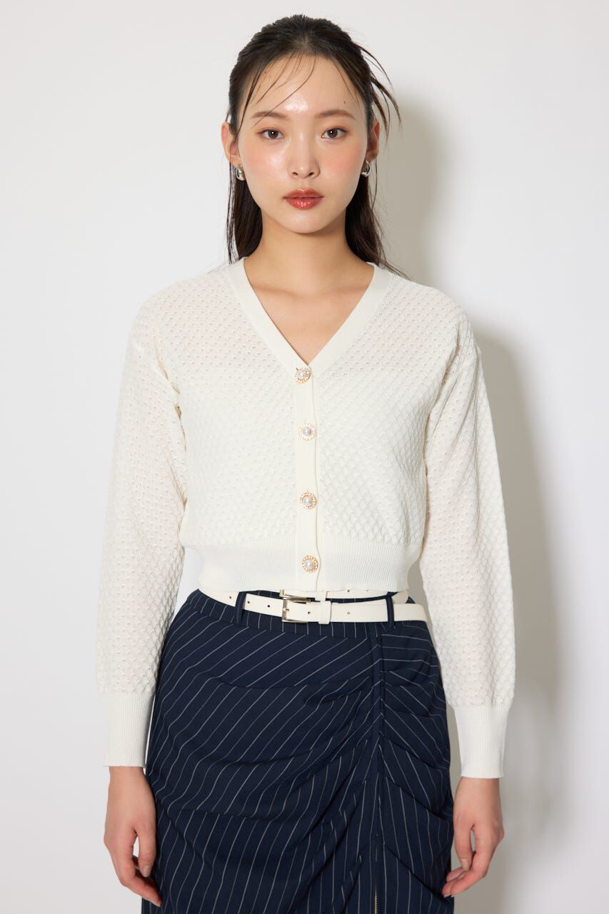 rienda「柄編みシアーカーディガン」|カーディガン|