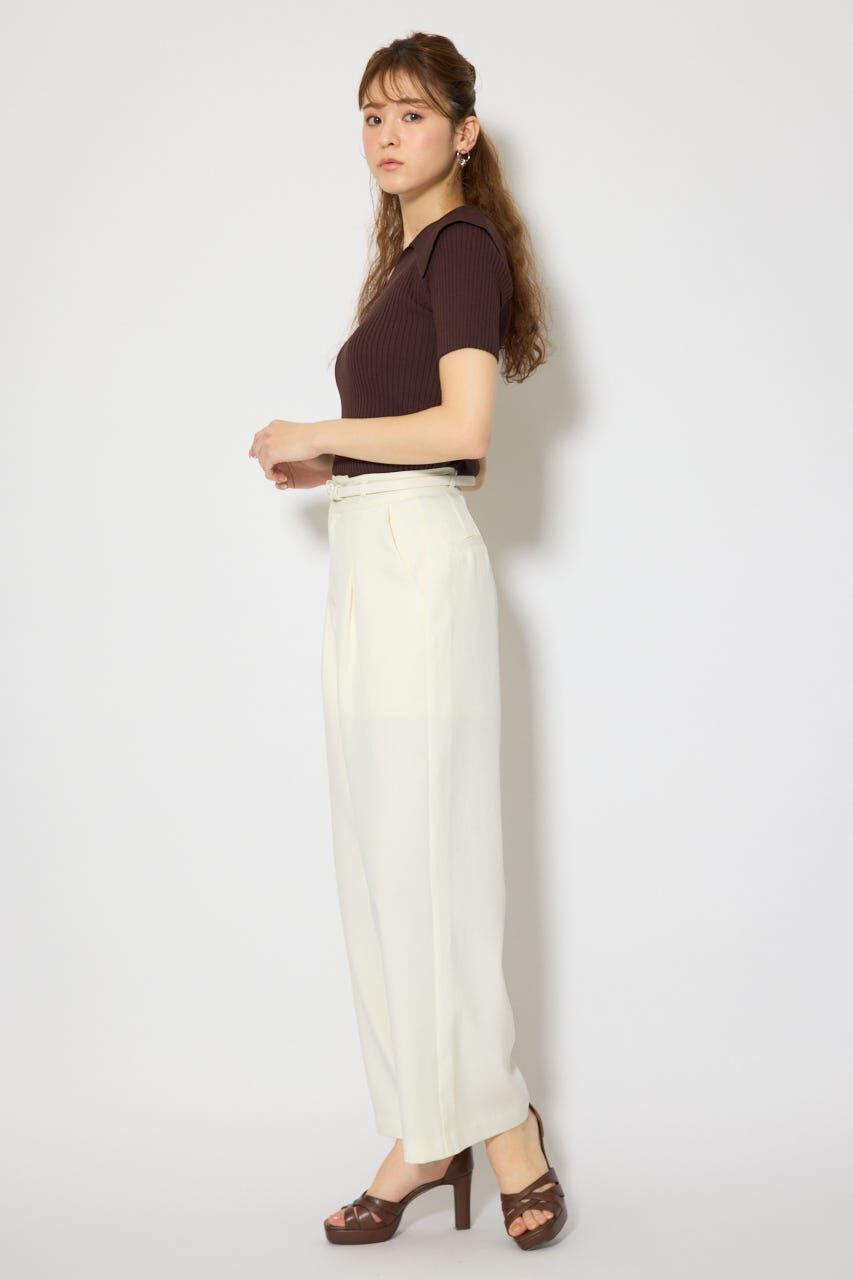 rienda「ベルト付き美ラインジャストウエストパンツ」|その他|