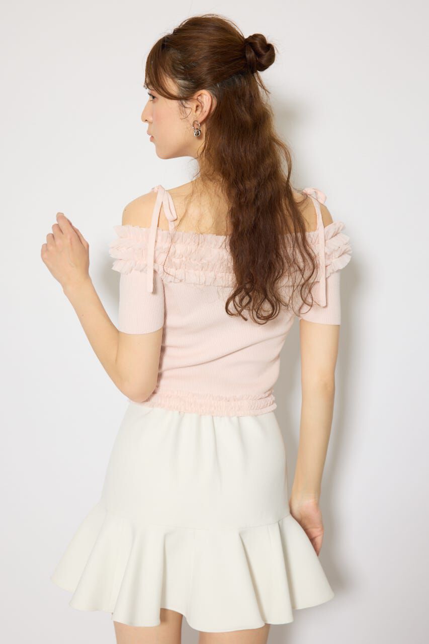 rienda「オフショルフリルニットトップス」|ニット・セーター|