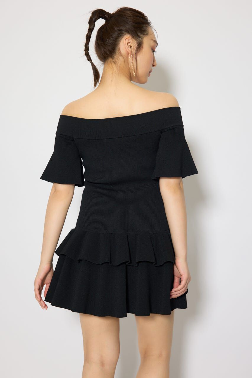 rienda「オフショルフロントジップニットミニワンピース」|ワンピース|