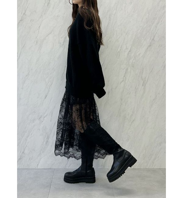 CALNAMUR「LACE&times;KNIT LONG CD/レース&times;ニットロングカーディガン」|カーディガン|
