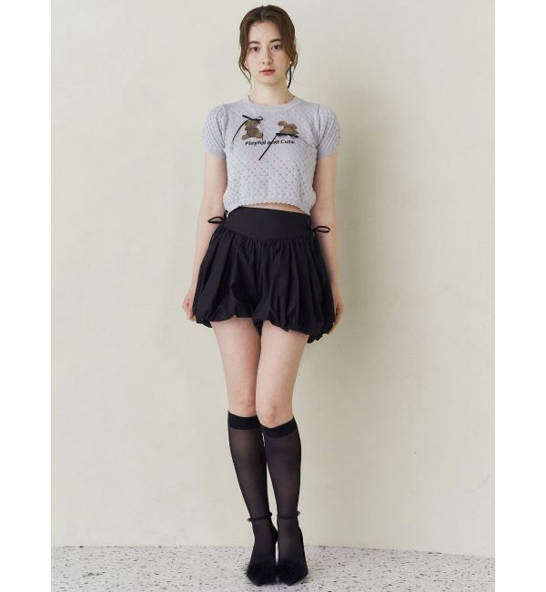 CALNAMUR「BEAR PRINT RIBBON KNIT /ベアプリントリボンニット」|ニット・セーター|