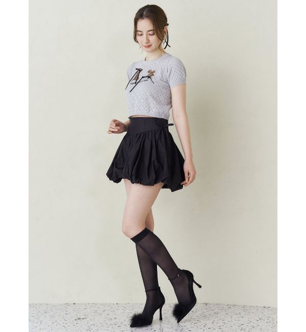 CALNAMUR「BEAR PRINT RIBBON KNIT /ベアプリントリボンニット」|ニット・セーター|