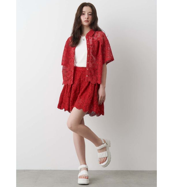CALNAMUR「FLOWER LACE HALF SLEEVE SHIRTS/フラワーレースハーフスリーブシャツ」|シャツ・ブラウス|
