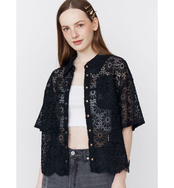 CALNAMUR「FLOWER LACE HALF SLEEVE SHIRTS/フラワーレースハーフスリーブシャツ」|シャツ・ブラウス|