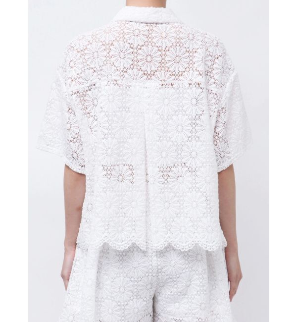 CALNAMUR「FLOWER LACE HALF SLEEVE SHIRTS/フラワーレースハーフスリーブシャツ」|シャツ・ブラウス|