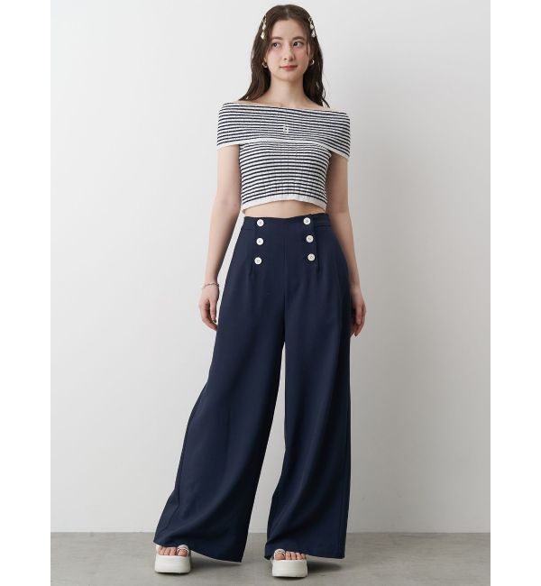 CALNAMUR「BOEDER OFFSHOULDER KNIT PO/ボーダーオフショルダーニットプルオーバー」|ニット・セーター|