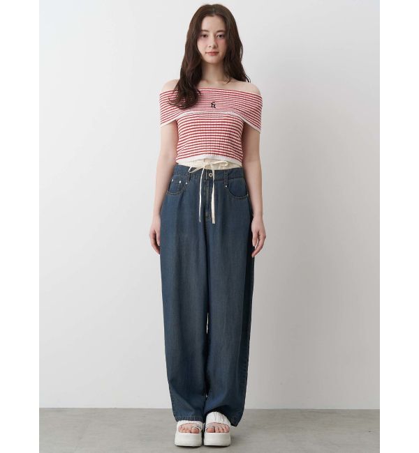 CALNAMUR「BOEDER OFFSHOULDER KNIT PO/ボーダーオフショルダーニットプルオーバー」|ニット・セーター|